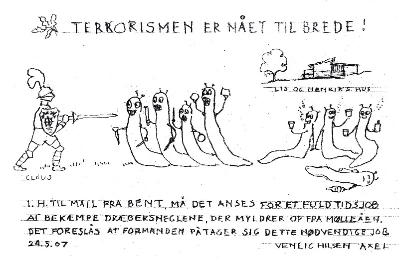 Tegnet af vores lokale svar p� Roald Als, arkitekt Axel J�rgensen